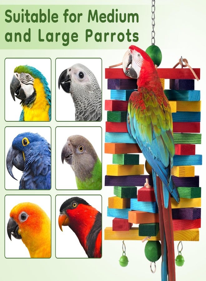 ERKOON Extra Large Bird Parrot Toys for Macaws, African Grey, Amazon Parrots Multicolored Natural Wooden Blocks Parrot Chewing Toy Bird Cage Bite Toy - Image 5